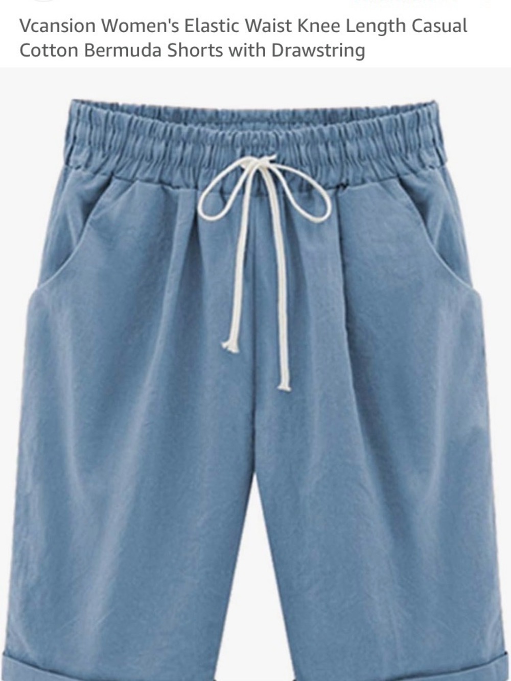 Women's Drawstring Bermuda Shorts in Light Blue
